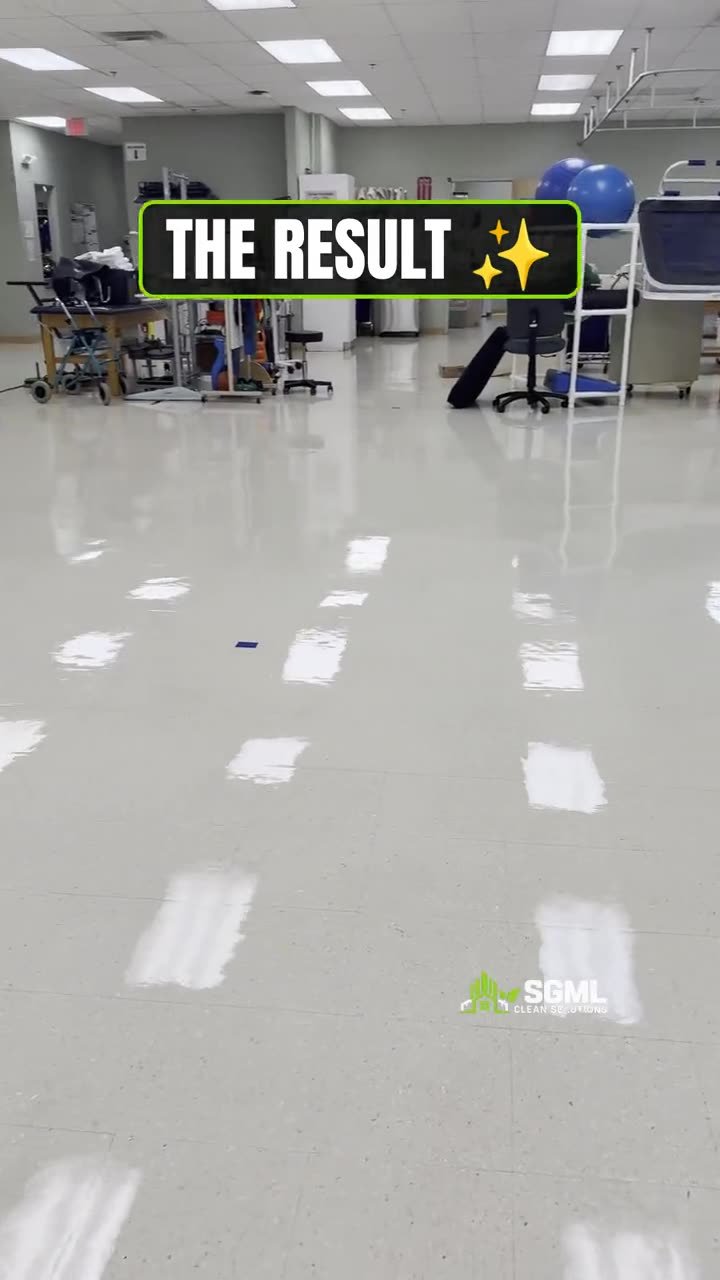 Video of SGML Clean Solutions stripping, waxing and burnishing a commercial floor